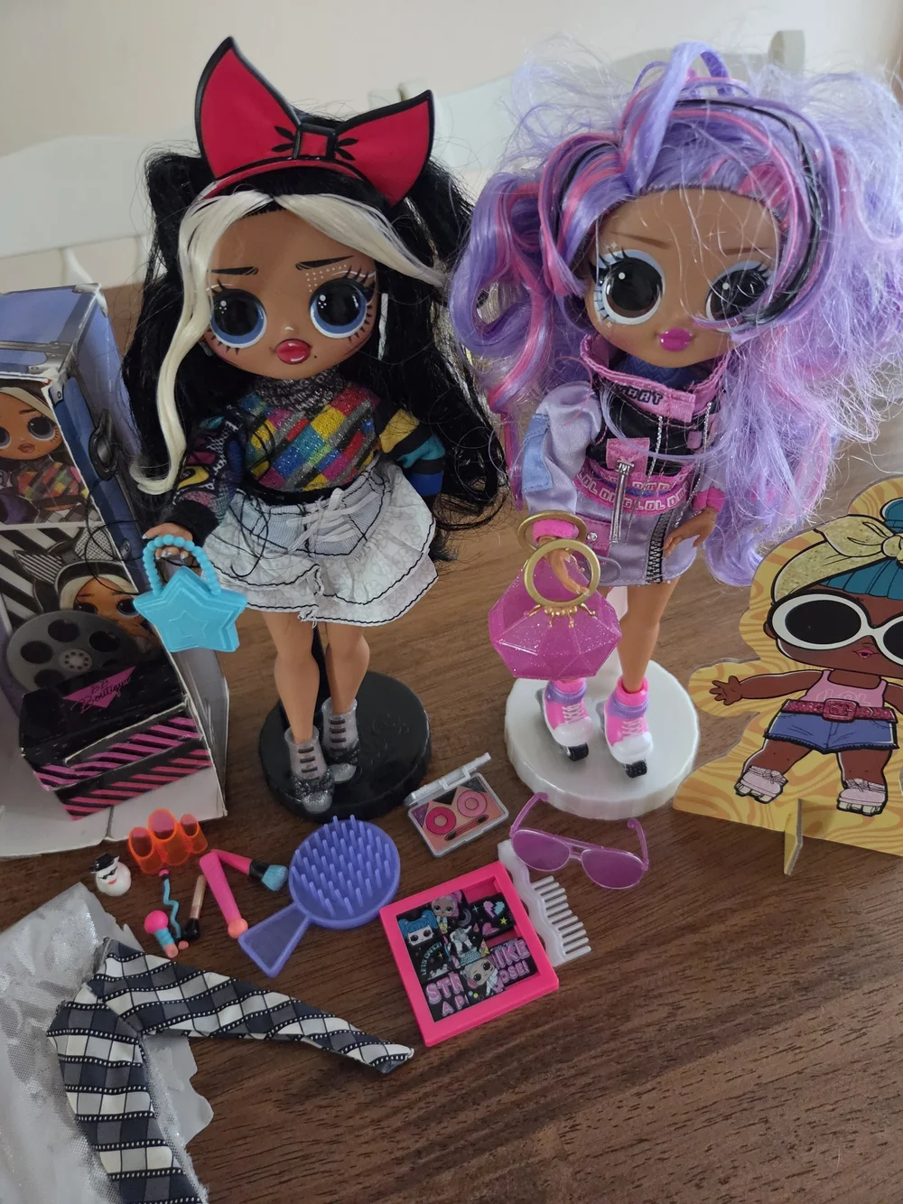 L.O.L. Surprise! Dolls with Black/White & Purple/Pink Hair and Accessories